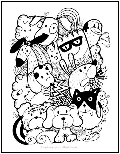 Doodle pets coloring page print it free