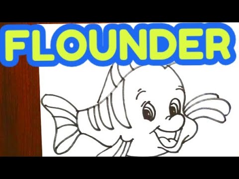 O dibujar a flounder de la sirenita pez amarillo how to draw flounder