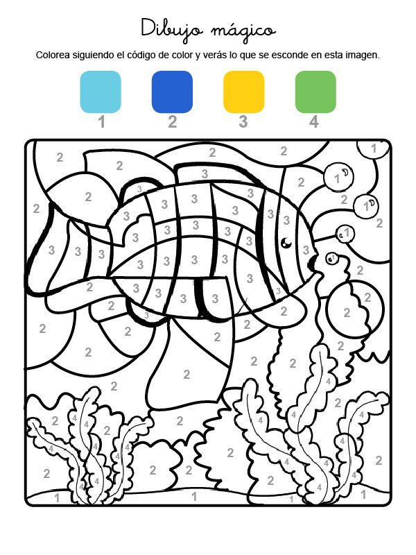 Dibujo mãgico de un pez bajo el agua dibujo para colorear e imprimir