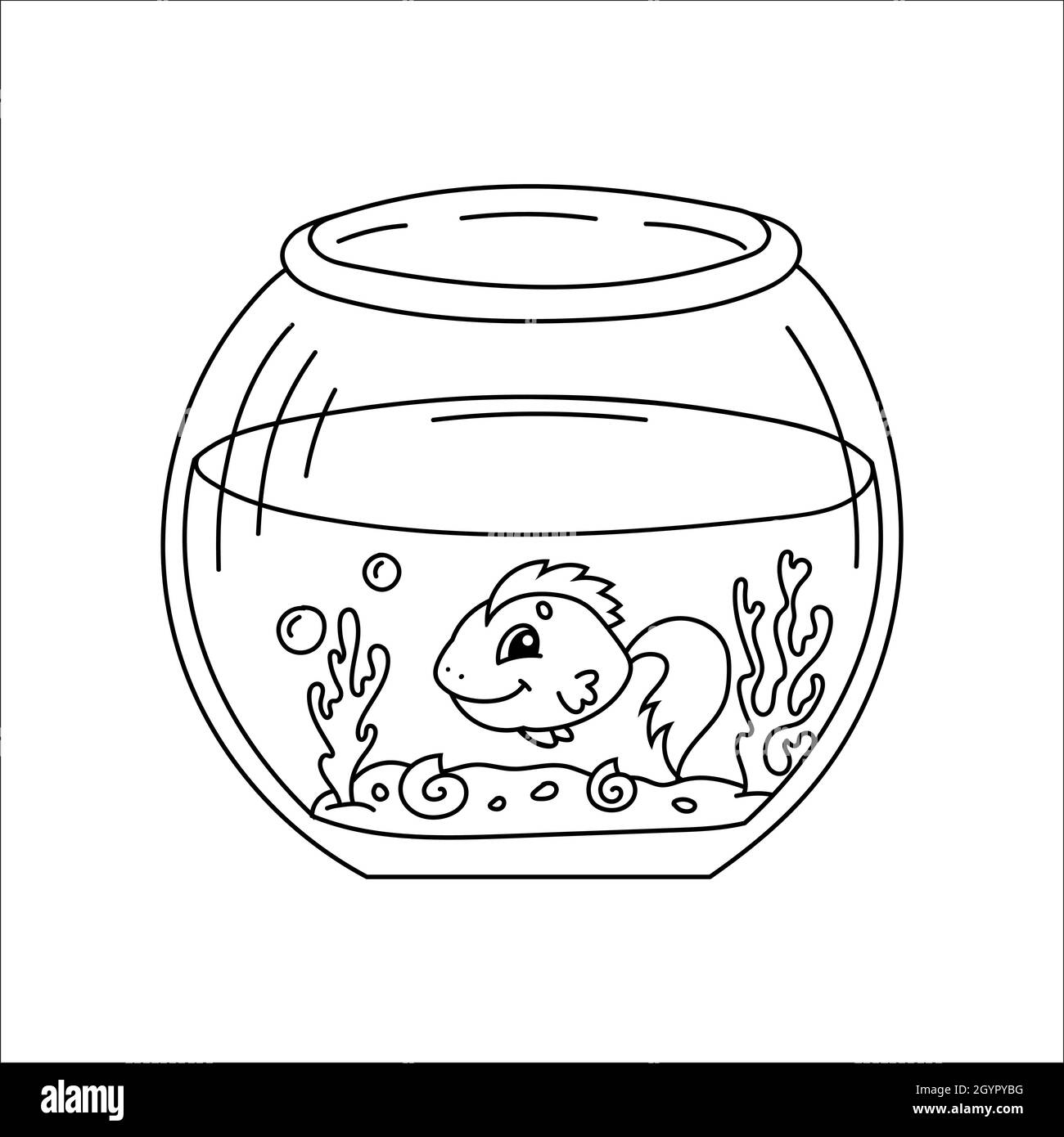 Acuario con pec pãgina de libro para colorear para niãos tilo de dibujos animados ilustraciãn vectorial aislada sobre fondo blanco imagen vector de stock