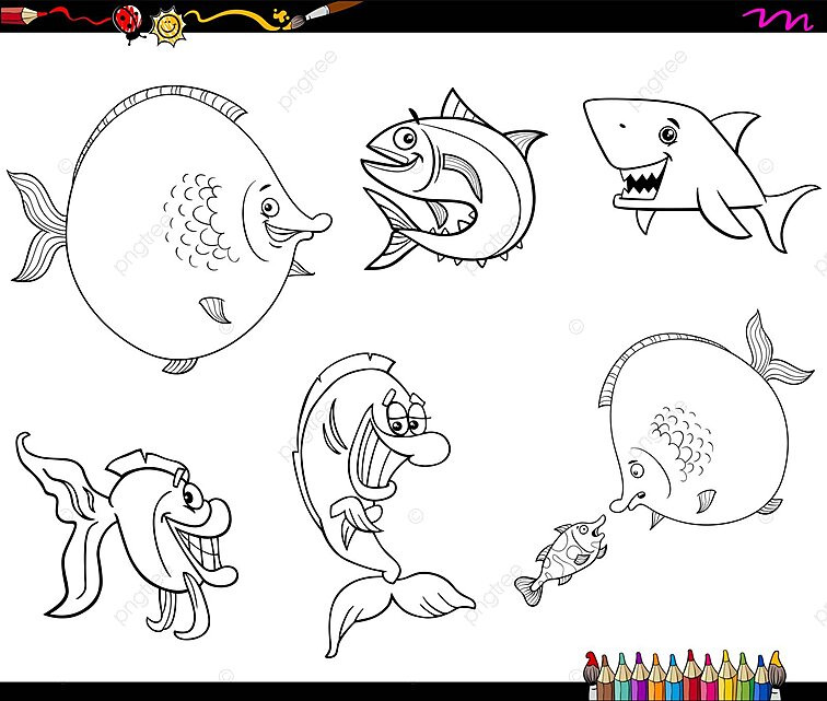 Dibujo de conjunto pec dibujos animados libro para colorear acuario atãºn pcado marino vector png dibujos dibujo de pez dibujo del coche dibujo de dibujos animados png y vector para dcargar gratis