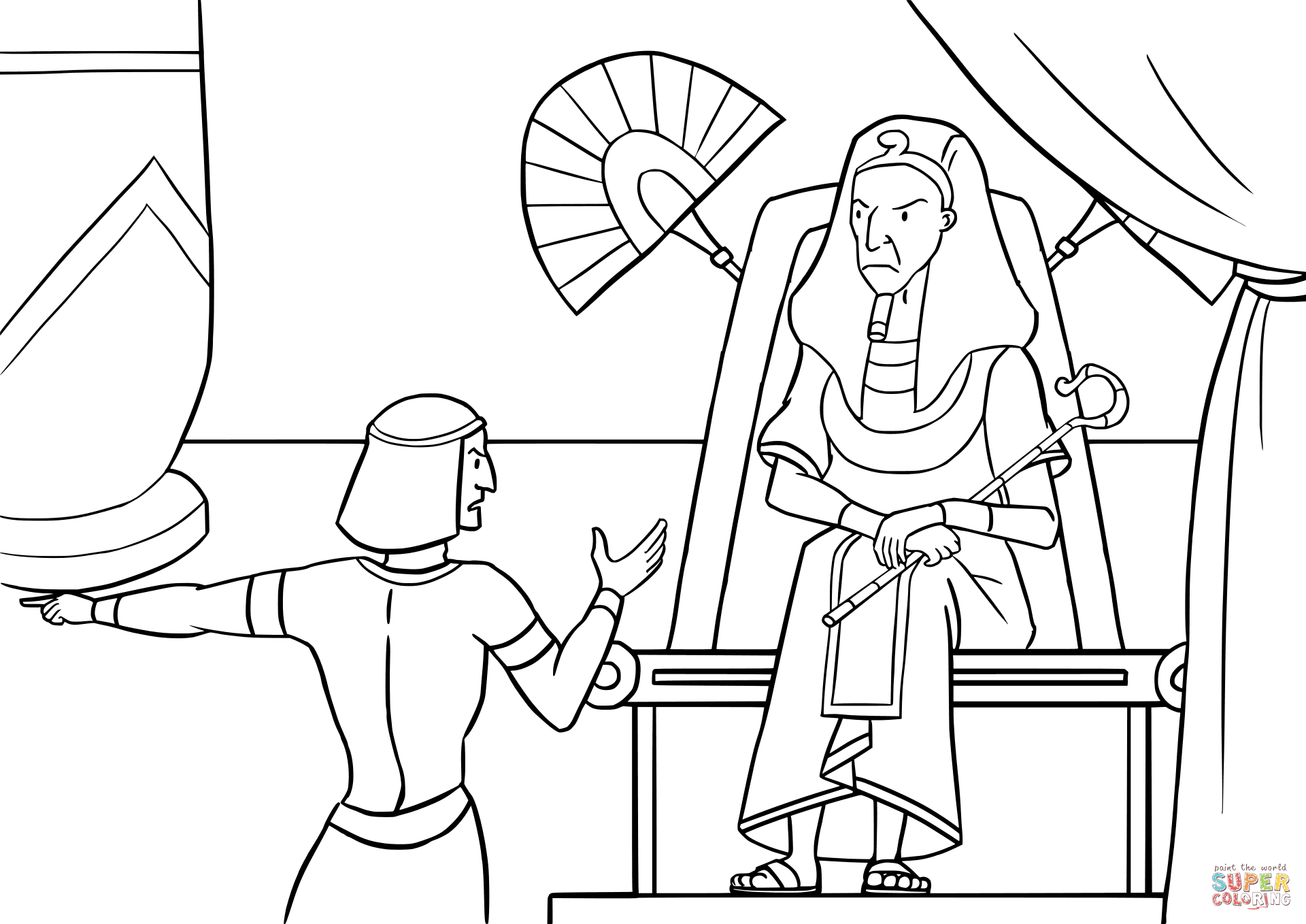 Pharaoh is told of the flight of the israelites coloring page free printable coloring pages