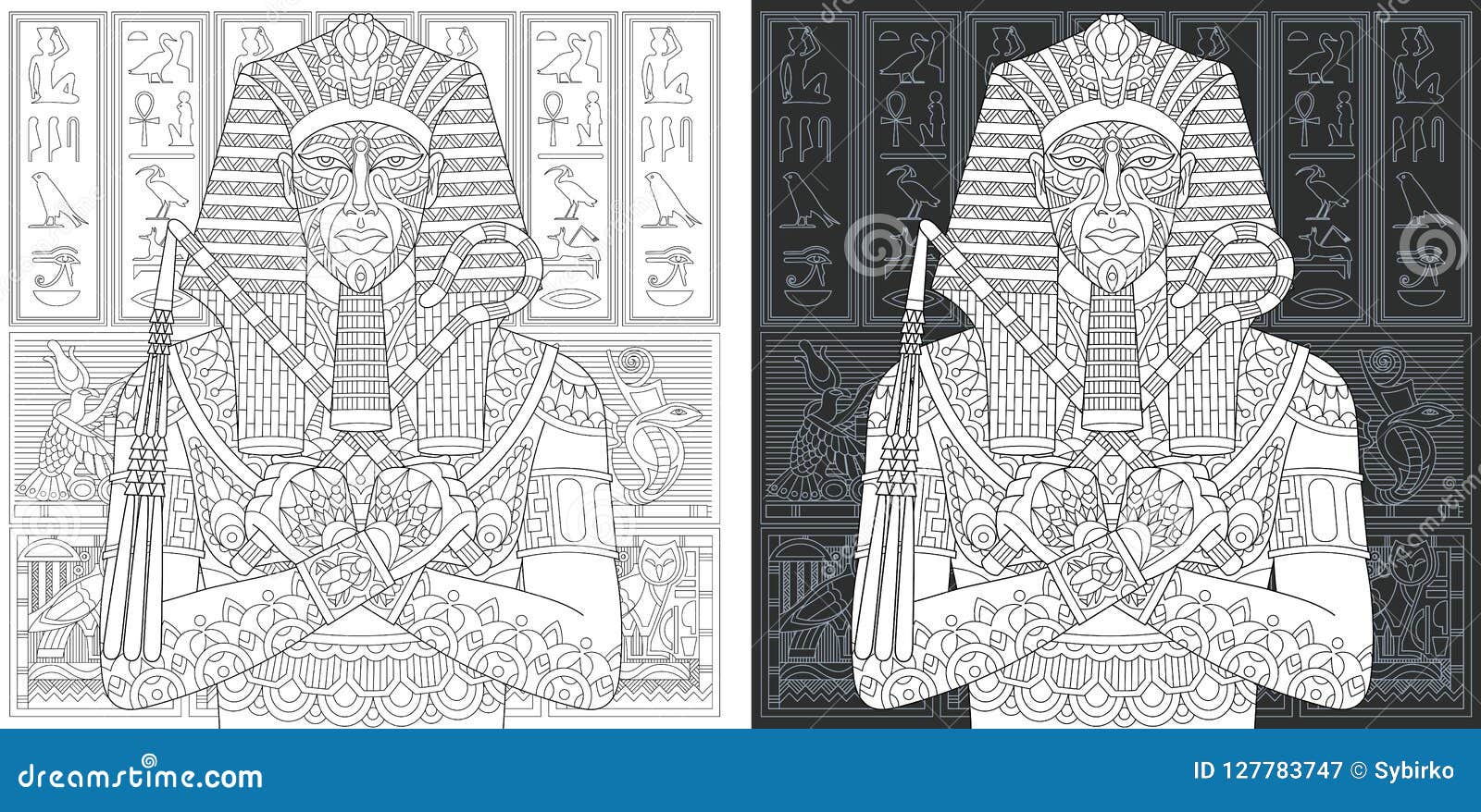 Pharaoh coloring page stock illustrations â pharaoh coloring page stock illustrations vectors clipart