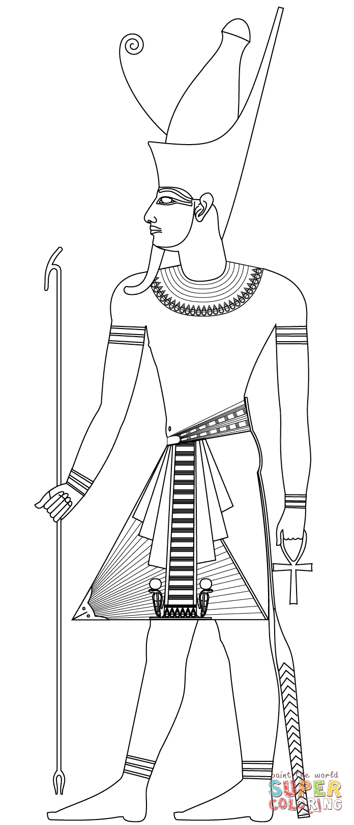 Pharaoh with double crown coloring page free printable coloring pages