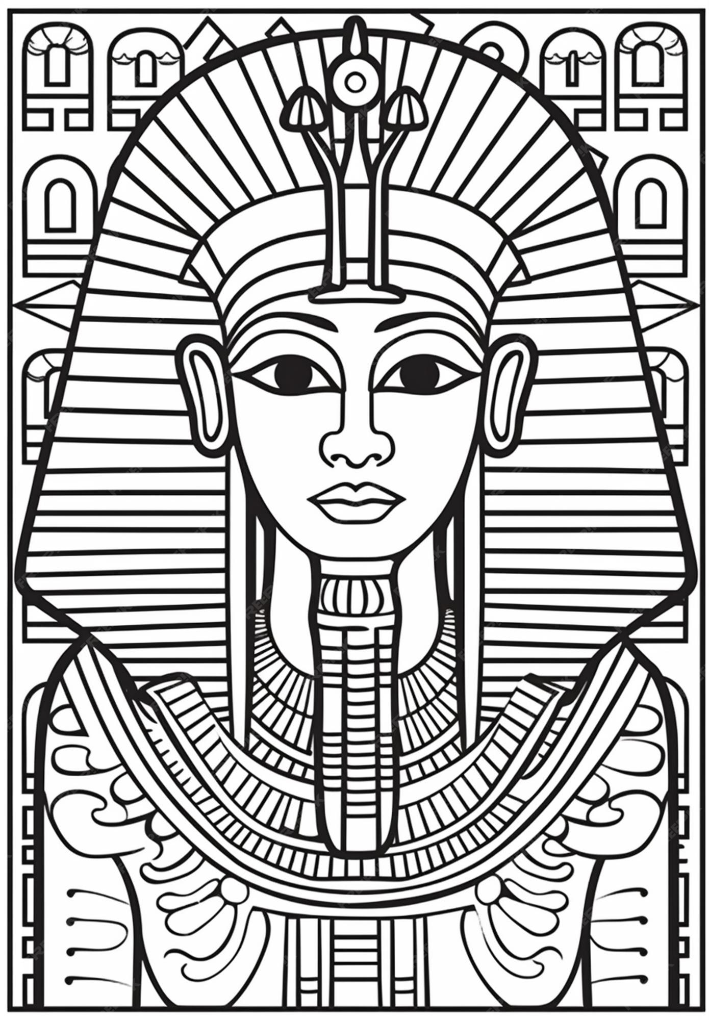 Premium photo a black and white drawing of an egyptian pharaoh generative ai