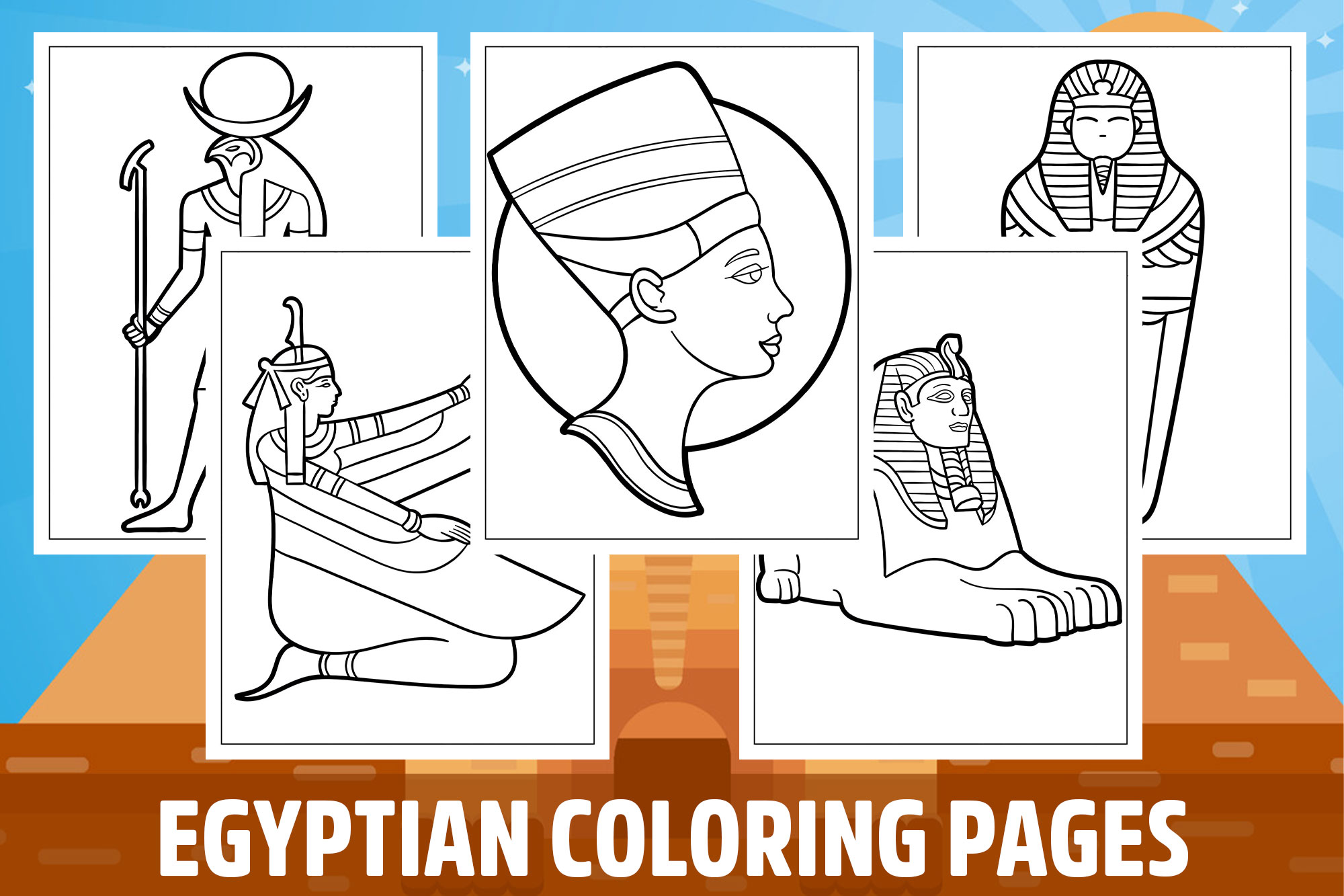 Egyptian coloring pages for kids girls boys teens birthday school activity made by teachers