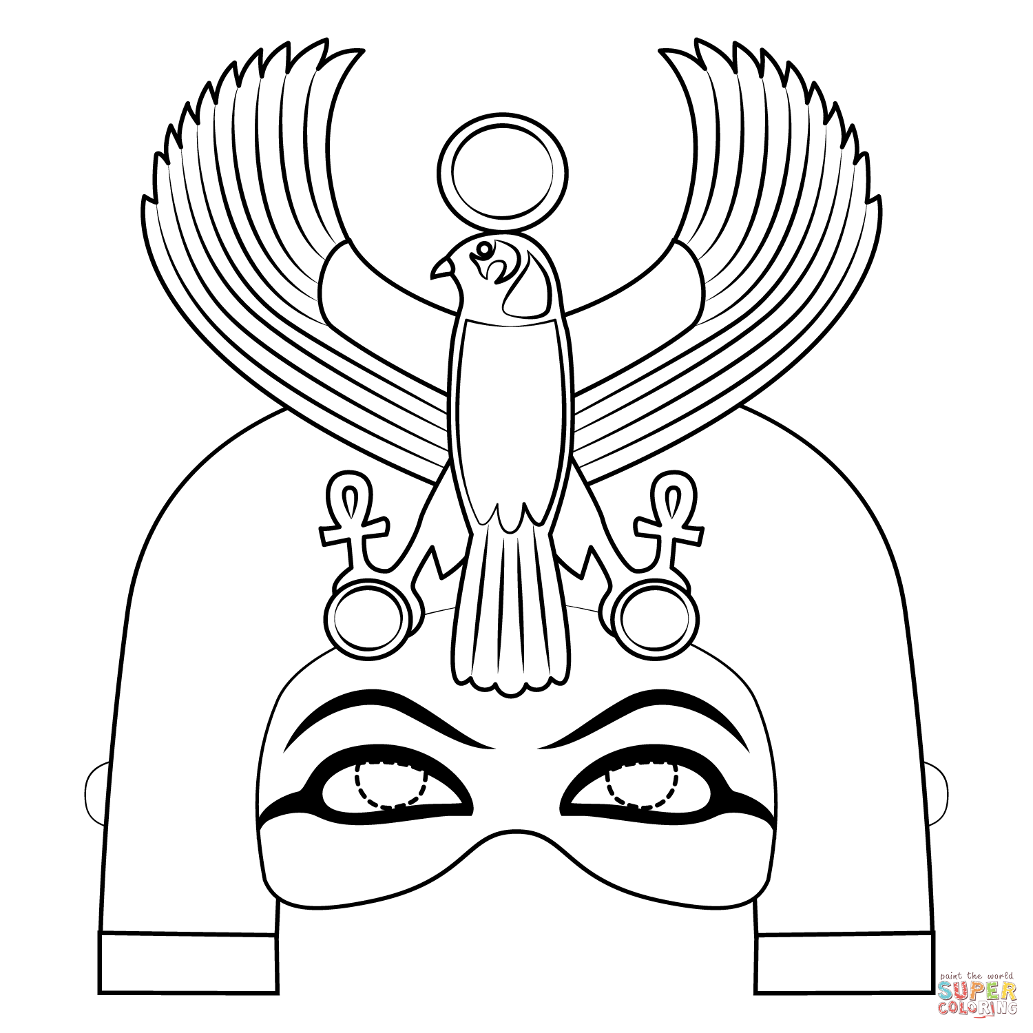 Egyptian mask with horus falcon coloring page free printable coloring pages egyptian mask egyptian crafts coloring pages