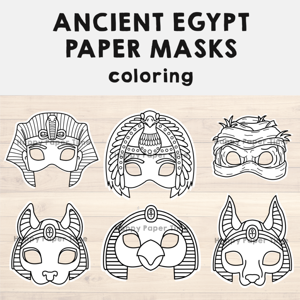 Ancient egypt paper masks printable coloring craft activity costume made by teachers