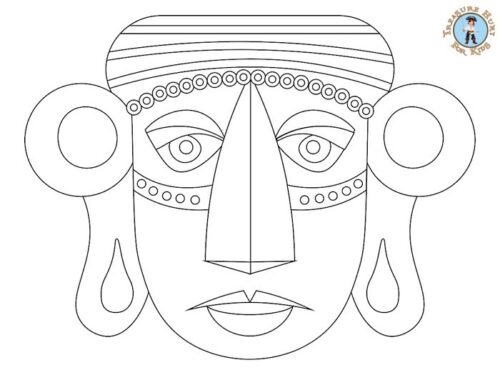 Inca mask coloring page