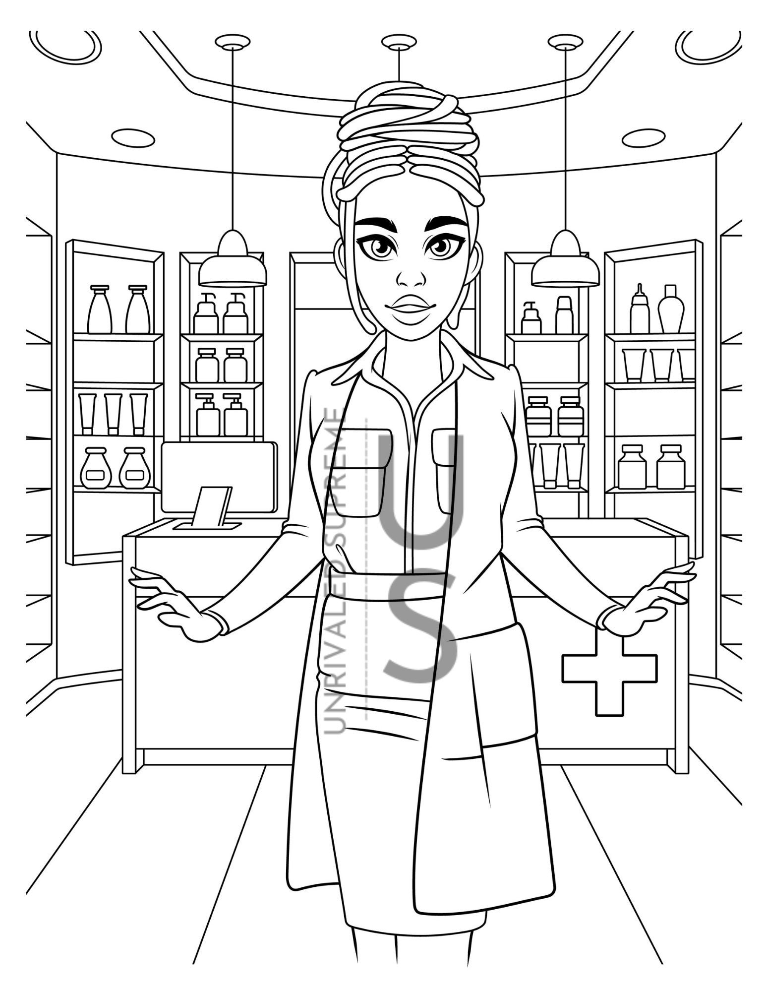 Pharmacist coloring page black coloring page black woman coloring page kids coloring page print coloring page coloring page