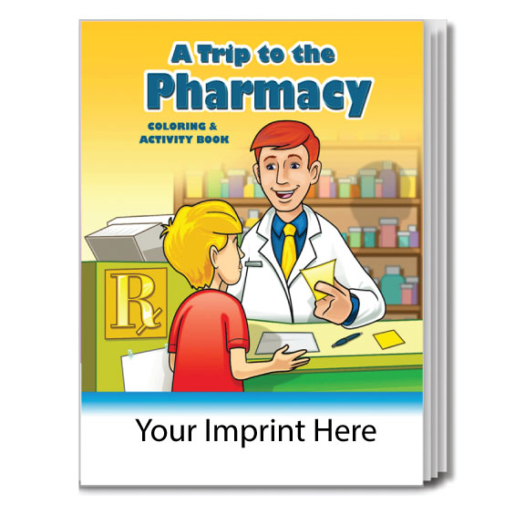 Custom printed a trip to the pharmacy coloring book