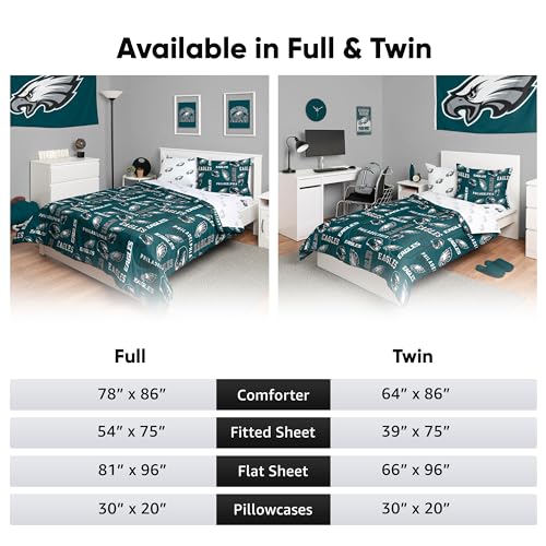 Philadelphia eagles nfl team color bed in a bag forter bedding piece twin set