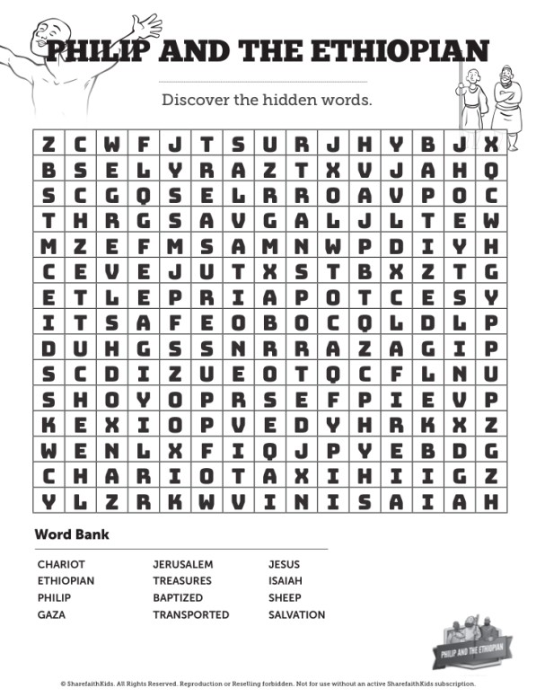 Acts philip and the ethiopian bible word search puzzles clover media