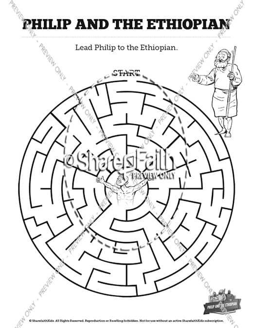 Acts philip and the ethiopian sunday school coloring pages â