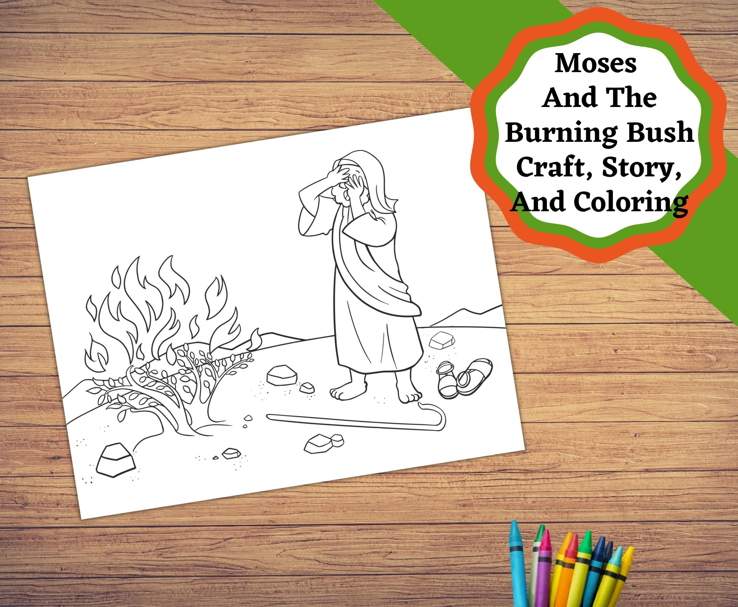 Moses and the burning bush printable set of craft and