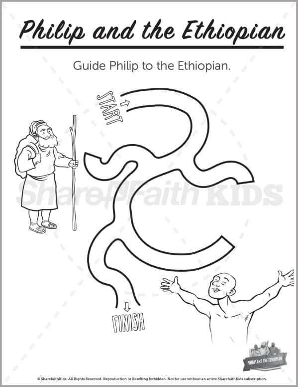 Acts philip and the ethiopian preschool mazes â