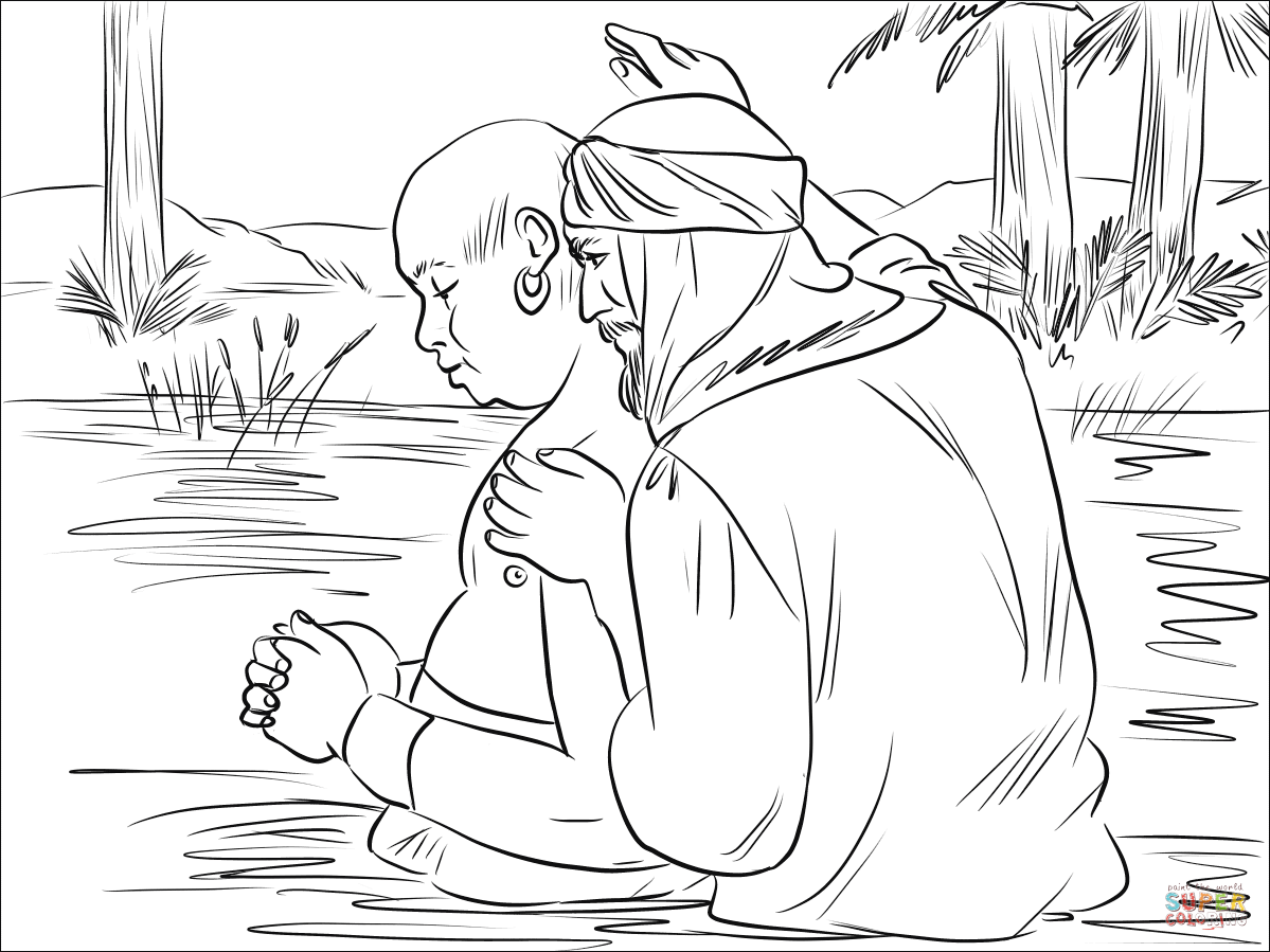 Philip baptized the ethiopian eunuch coloring page free printable coloring pages