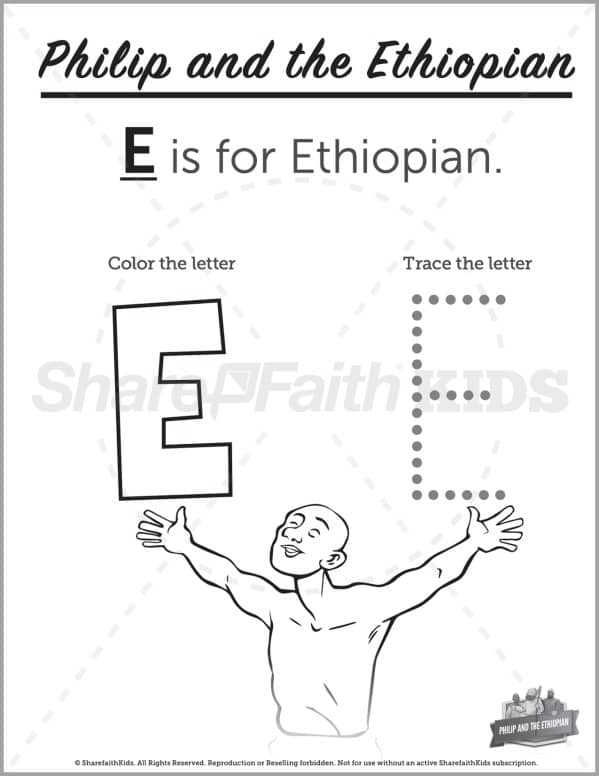 Acts philip and the ethiopian preschool letter coloring â