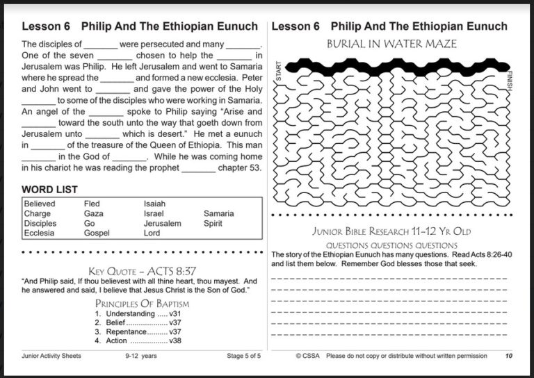 Philip and the ethiopian eunuch cssa junior stage lesson â magnify him together