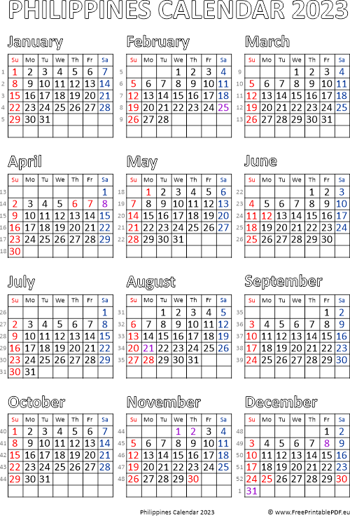 Calendar philippines free printable pdf