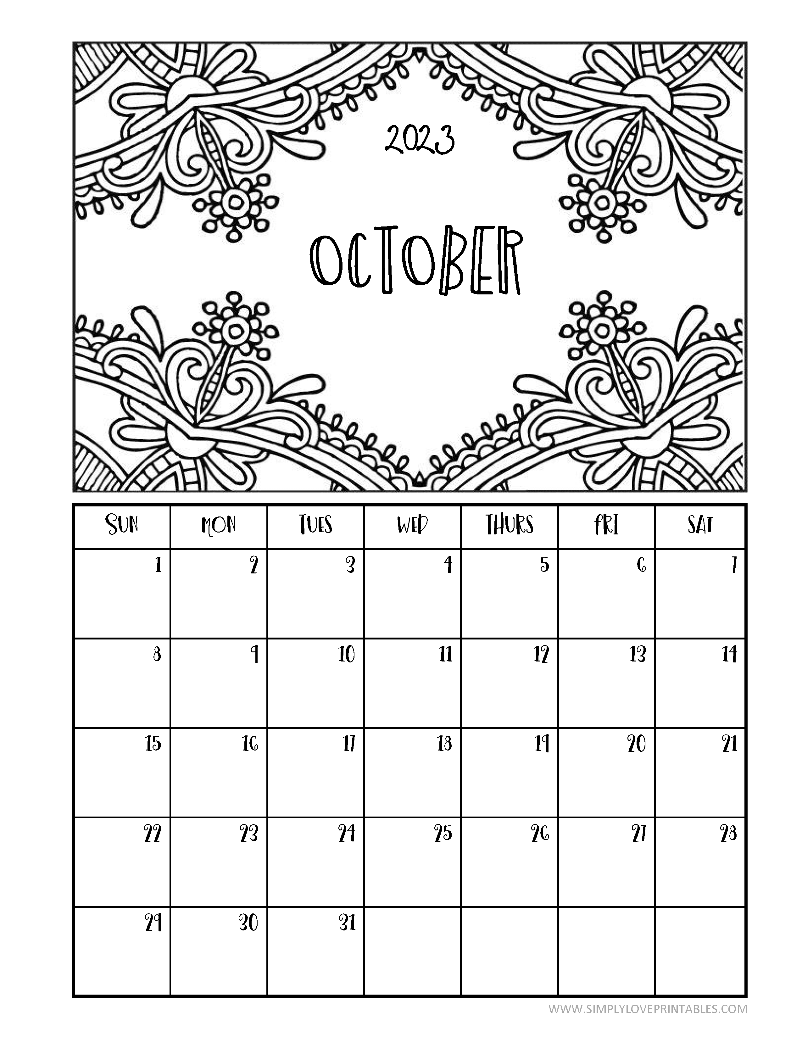 Printable coloring calendars for simply love printables