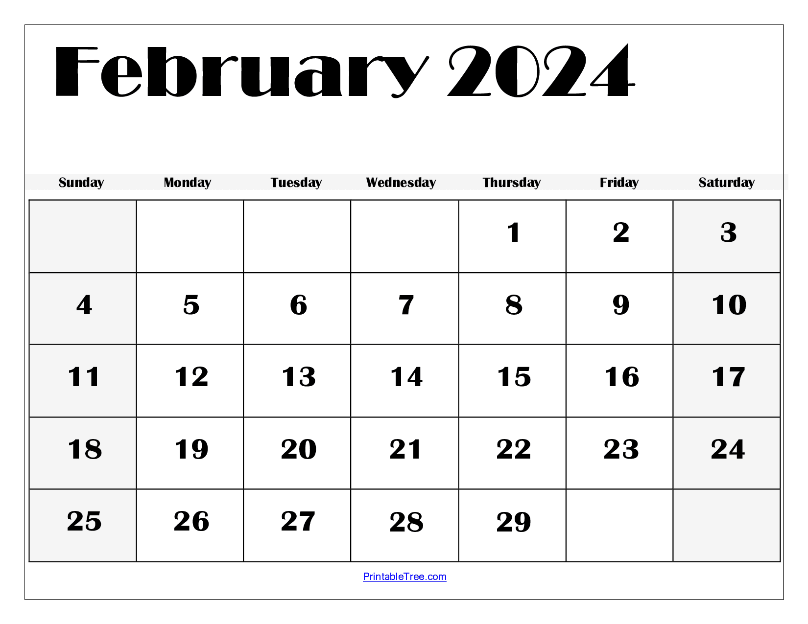 February calendar printable pdf template with holidays