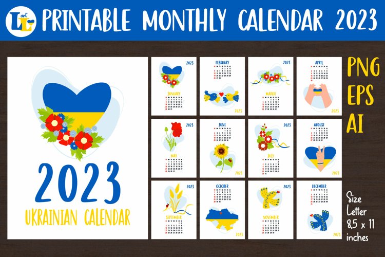 Ukrainian calendar printable monthly template calender