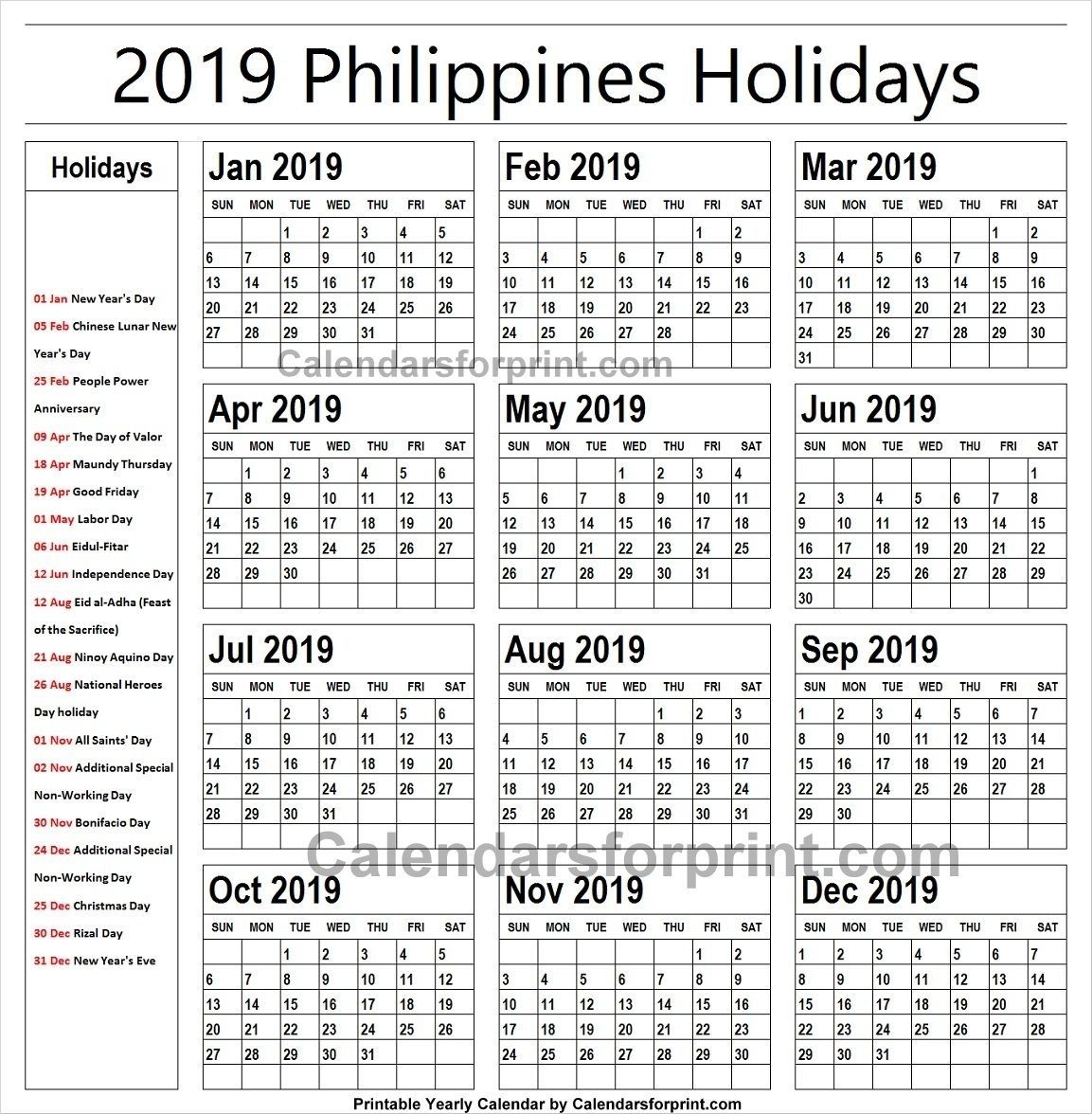 Calendar holidays in ilippines holiday calendar free calendar template calendar template