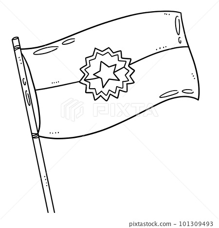 Juneteenth flag isolated coloring page for kids