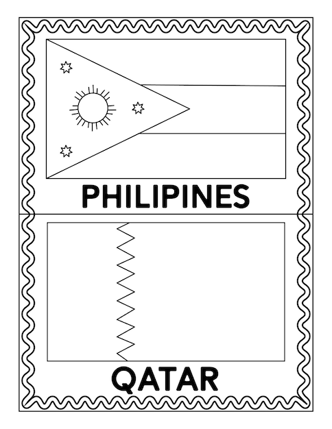 Premium vector national flag coloring pages vector