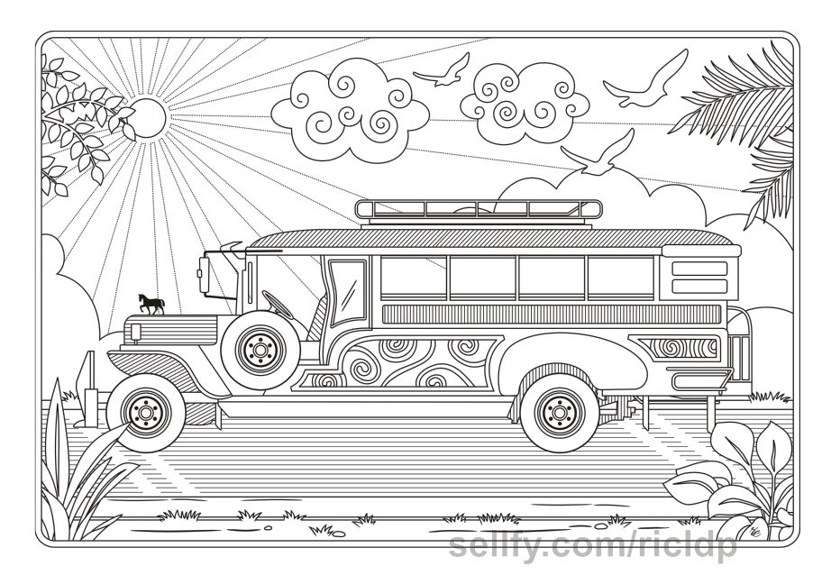 Jeepney coloring page jeepney coloring pages filipino art