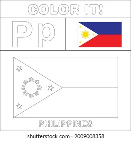 Philippines flag coloring page kids stock vector royalty free