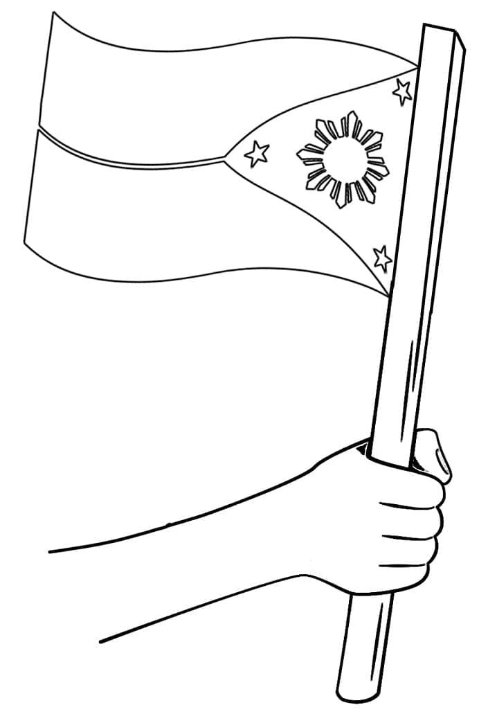 Hand is holding philippines flag coloring page