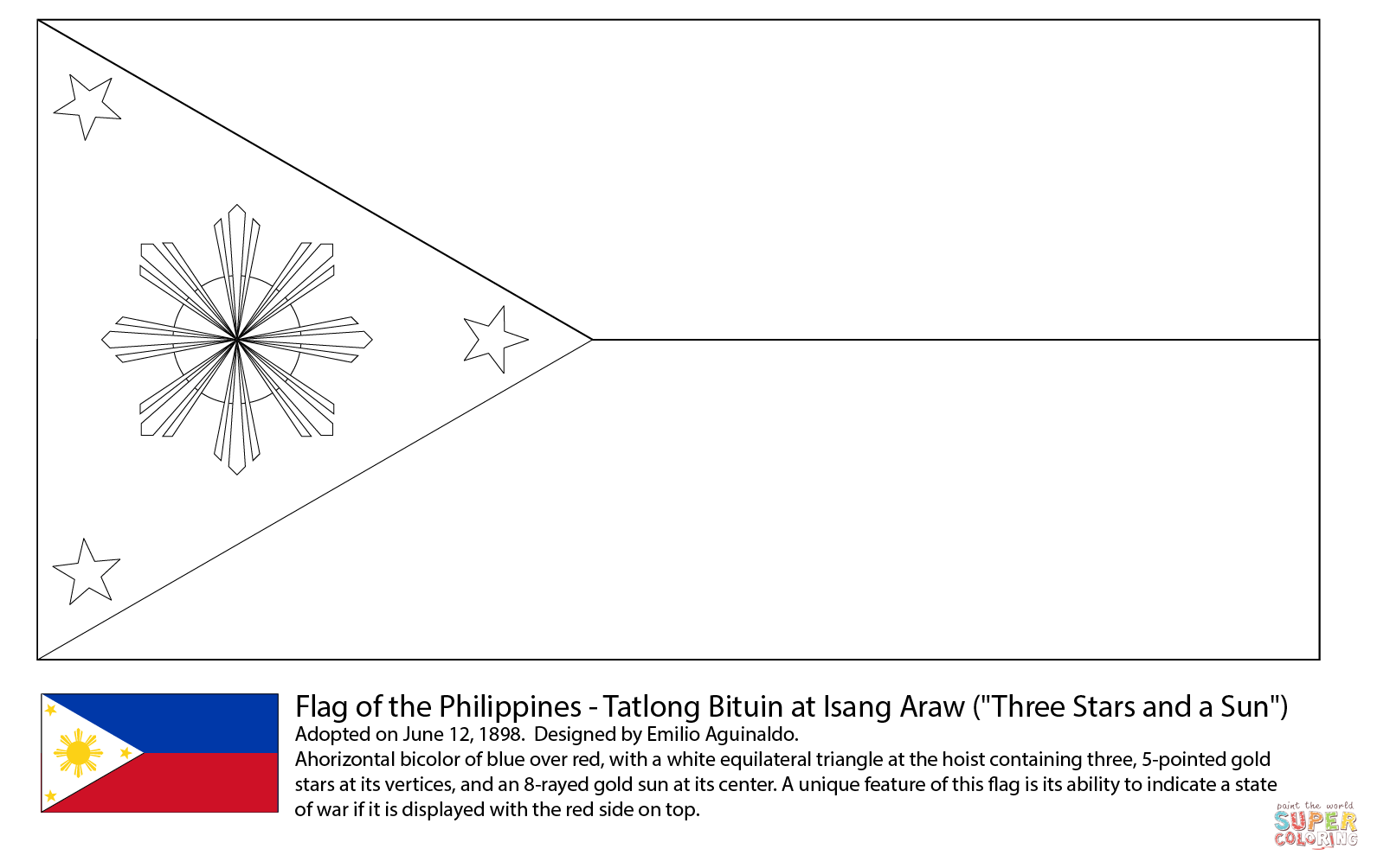 Flag of the philippines coloring page free printable coloring pages