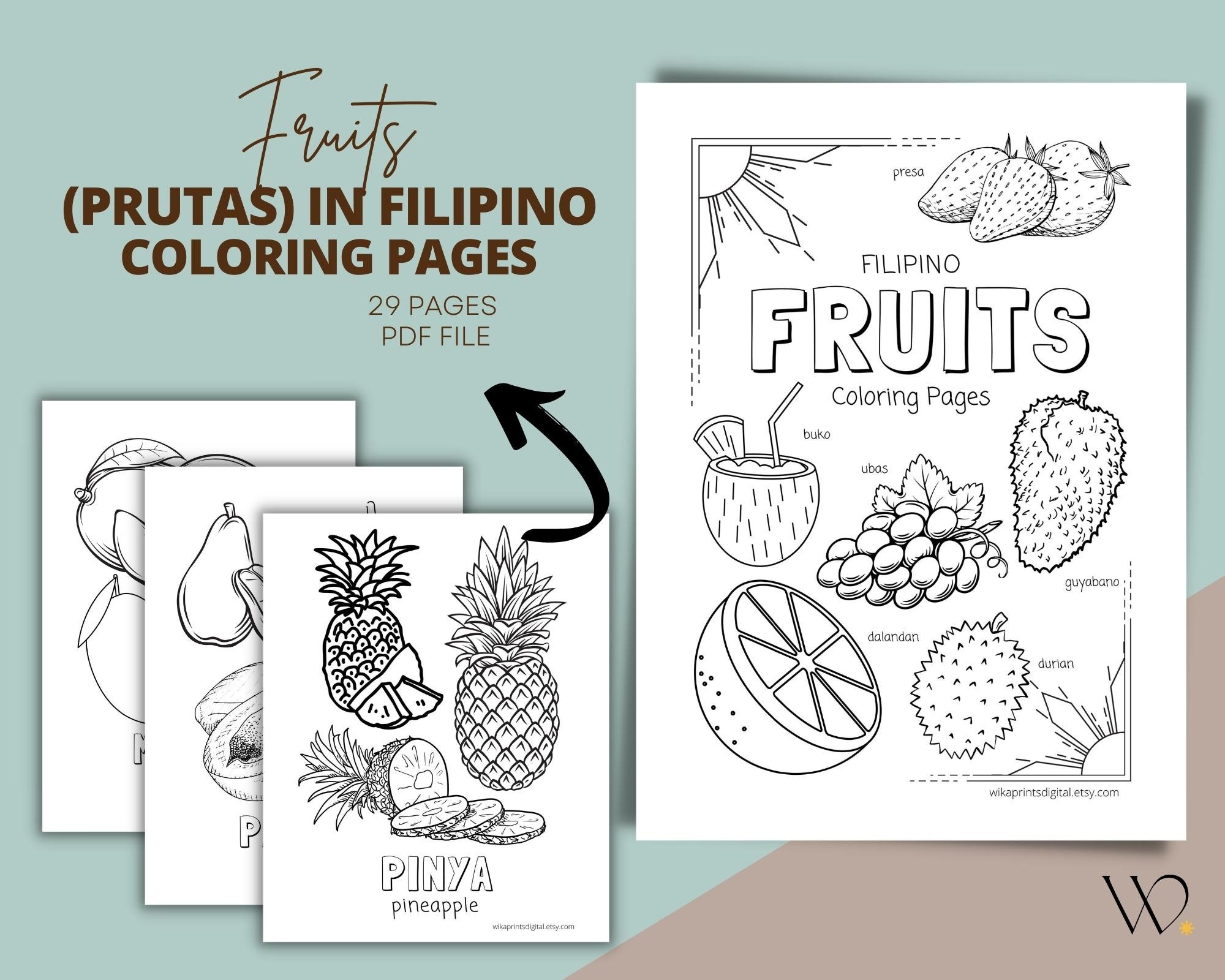 Fruits in filipino coloring pages printable pdf filipino coloring pages preschool toddlers homeschool digital downloaad download now