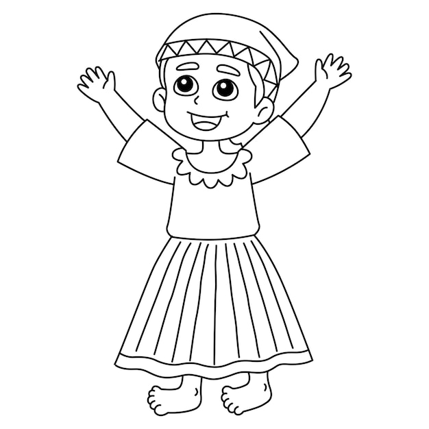 Premium vector happy afro girl isolated coloring page for kids