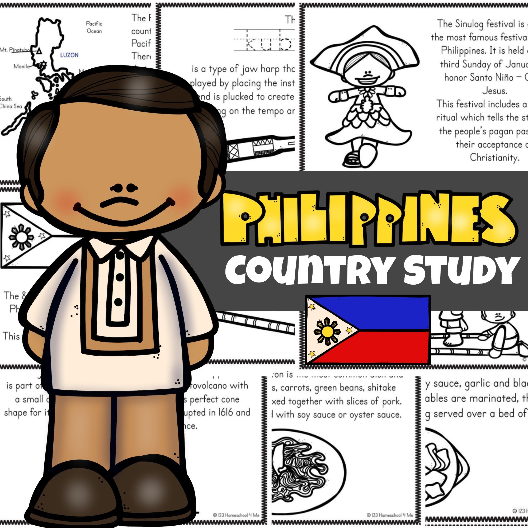 Philippines for kids printable reader with facts and pictures to color