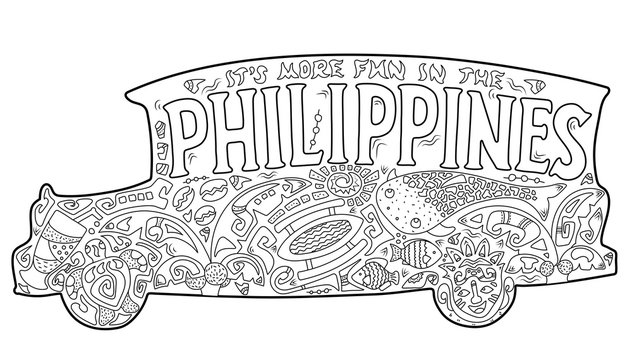 Philippine jeepney with tribal ornament palm tree whale shark mask turtle halo