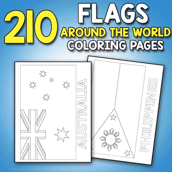 Flags around the world coloring book educational geography coloring activity book for kids adults and teachers to learn every country flags