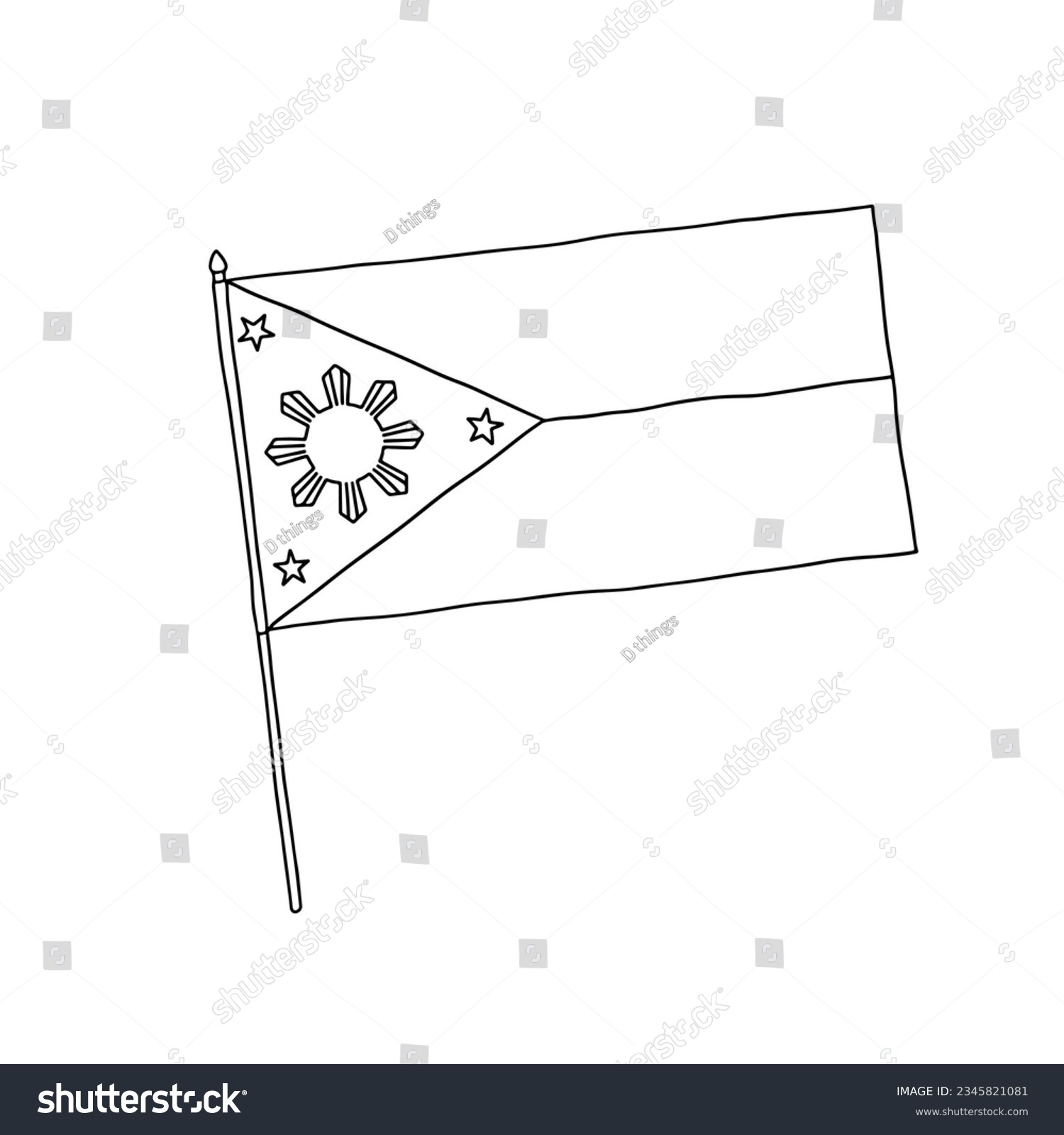 Flag philippines vector black white hand stock vector royalty free