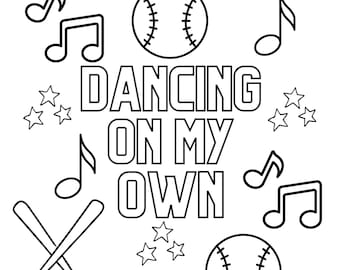 Dancing on my own phillies kids printable coloring page instant download