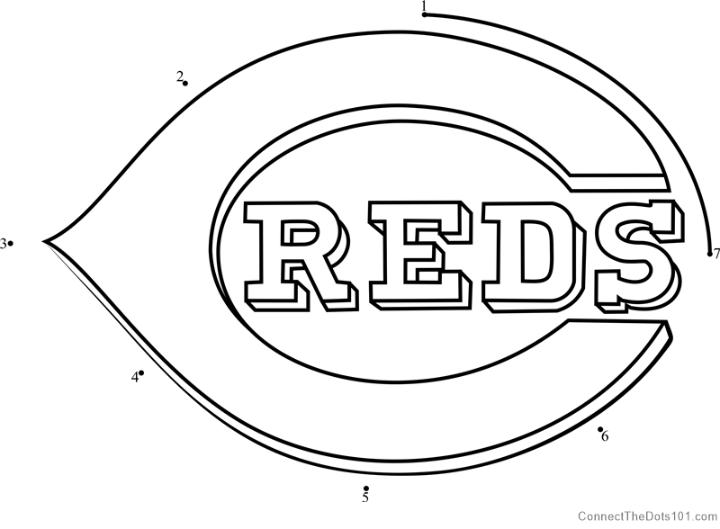 Cincinnati reds logo dot to dot printable worksheet