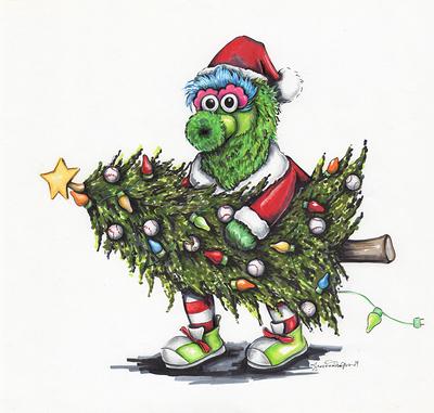 High quality art print of an original pencil marker illustration philadelphias phillies phanatic phillys favorite mascot