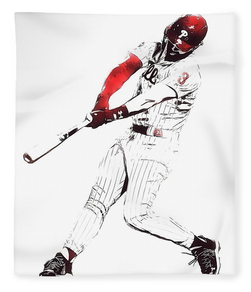 Bryce harper philadelphia phillies watercolor strokes pixel art fleece blanket by joe hamilton