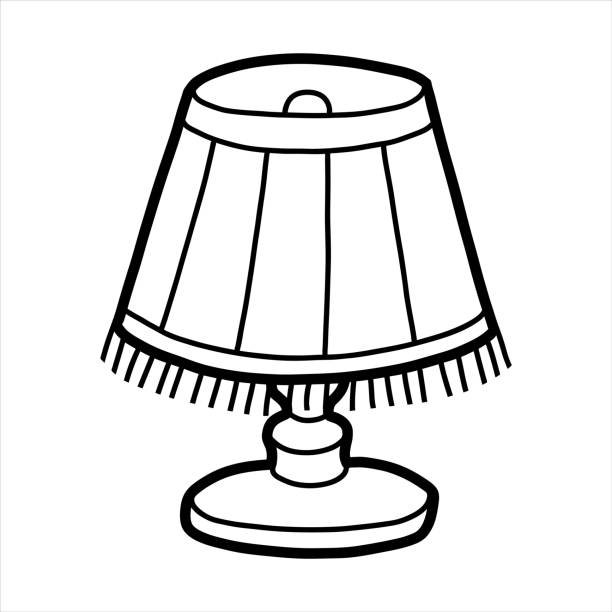 Coloring book reading lamp with lampshade stock illustration