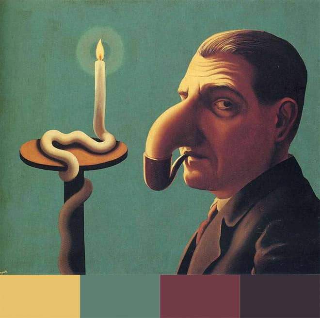 Contrast color palette inspired by rene magritte