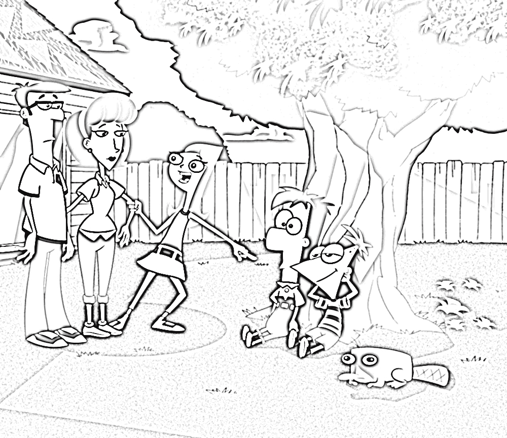 Free printable phineas and ferb coloring pages for kids