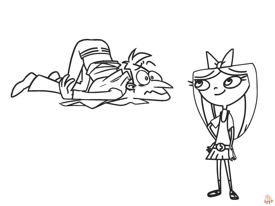 Enjoy coloring with phineas and ferb coloring pages