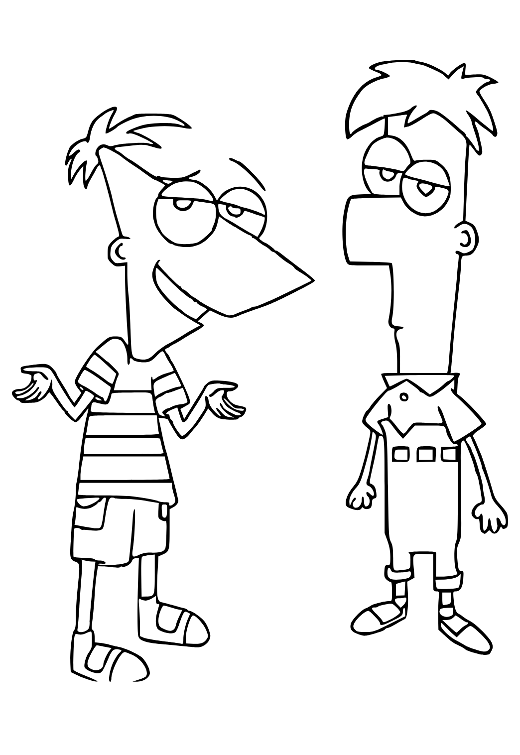 Free printable phineas and ferb friends coloring page for adults and kids