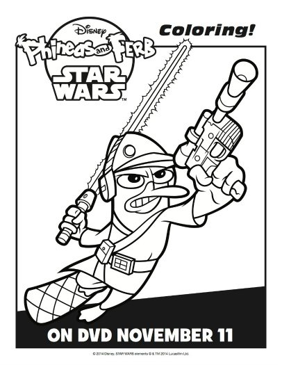 Phineas and ferb star wars coloring sheet